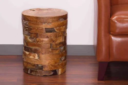 Vista 2 de Bare Decor Stonehenge - Mesa decorativa artesanal en madera maciza de teca, natural