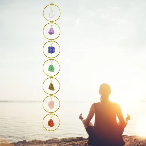 Vista 37 de Árbol de la vida hecho a mano con 7 piedras de chakras, cristales curativos, adorno colgante para decoración del hogar