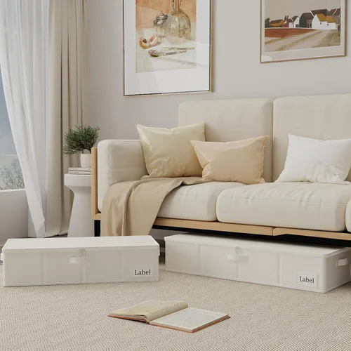 Vista 2 de Yawinhe SNH002BES-1 - Bolsas para debajo de la cama, contenedores de almacenamiento con tapa, contenedores plegables para mantas, con cremallera