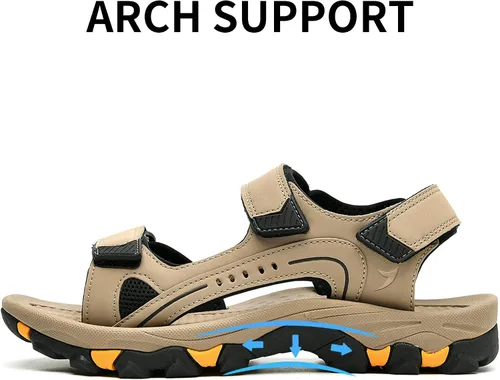 Vista 4 de Men's Athletic Hiking Walking Sandals Non-slip Water Resistant Lightweight Comfortable Beach Shoes BlackGrey 7.5-13
