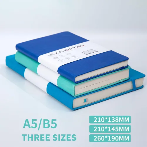Vista 4 de KaiRuiYing Cuaderno de diario rayado con soporte para bolígrafo, 320 páginas, 7.6 x 10.3 pulgadas, papel grueso B5-100 GSM, para escribir, trabajo