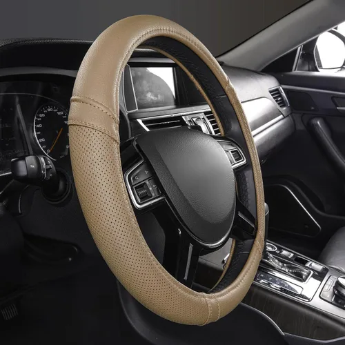 Vista 4 de Nuevo, cuero clásico automotriz volante universal cubiertas Car Pass, Beige