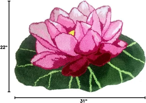 Vista 3 de Judy Dre am Alfombra de área con forma de flores de loto rosa, alfombra suave para bañera, cocina, baño, dormitorio, exterior, interior, 31 x 22