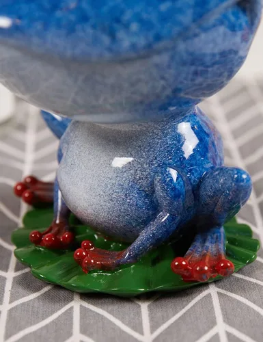 Vista 7 de Plato de caramelo, tarro de galletas, estatuilla de rana, escultura de decoración moderna, regalos de estatua de poliresina, azul, 8.0 pulgadas