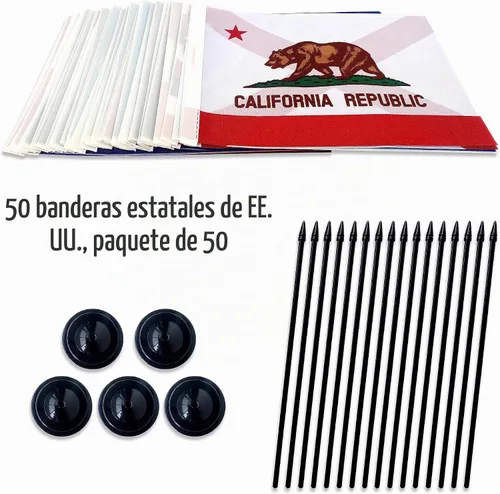 Vista 3 de TSMD US 50 State - Juego de banderas de escritorio pequeñas de oficina con base de soporte para decoración de aula, 5 x 8 pulgadas