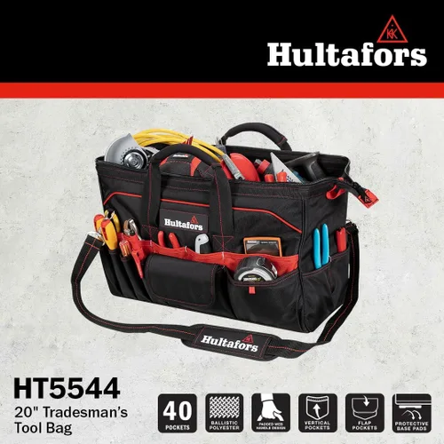 Vista 7 de Hultafors Work Gear HT5544 - Bolsa de herramientas para comerciantes, 40 bolsillos, portaherramientas de poliéster balístico resistente, asas
