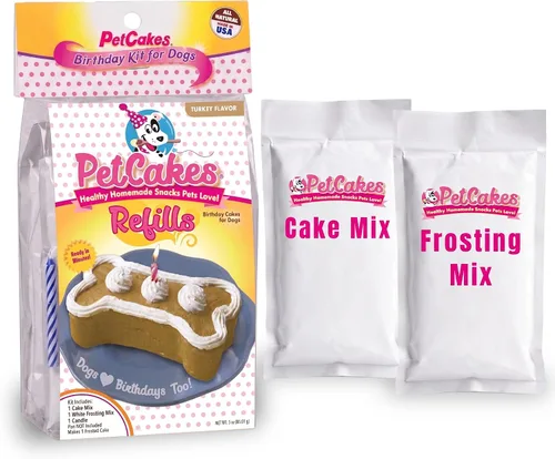 Vista 11 de Kit de Pastel de Cumpleaños para Perros PetCakes - Golosinas Completamente Naturales - De Cachorros a Perros Grandes, Sabor a Algarrobo - 5.5 Oz