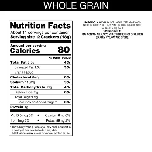 Vista 2 de Carr's, Galletas de trigo integral, proyecto verificado sin OMG, horneadas con 100% grano entero, caja de 7 onzas