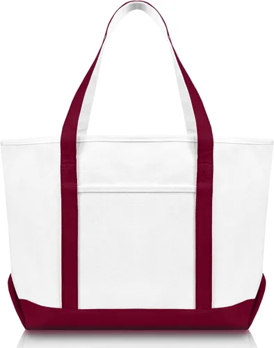 Vista 3 de Bolsa Dalix de 23 pulgadas, calidad superior, 24 oz, bolsa de lona de algodón Carmesí