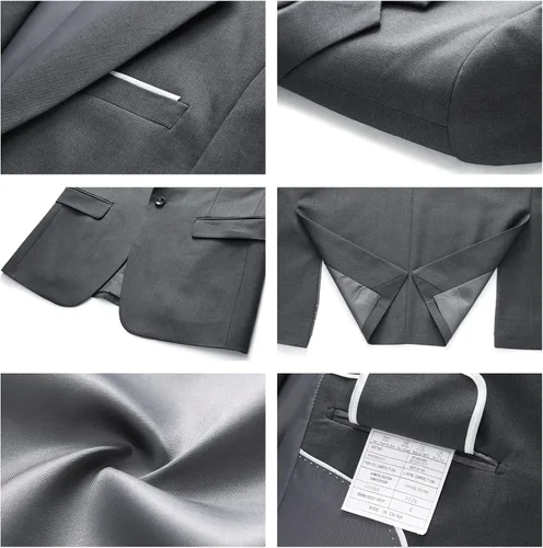 Vista 6 de Trajes de 2 piezas para hombre, ajuste delgado, casual, con un botón, trajes sólidos para hombre, negocios, boda, fiesta, chaqueta, blazer