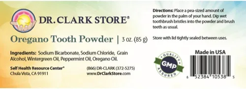Vista 2 de Dr. Clark - Polvo dental de orégano - 3 onzas, fórmula natural para blanquear los dientes y salud bucal
