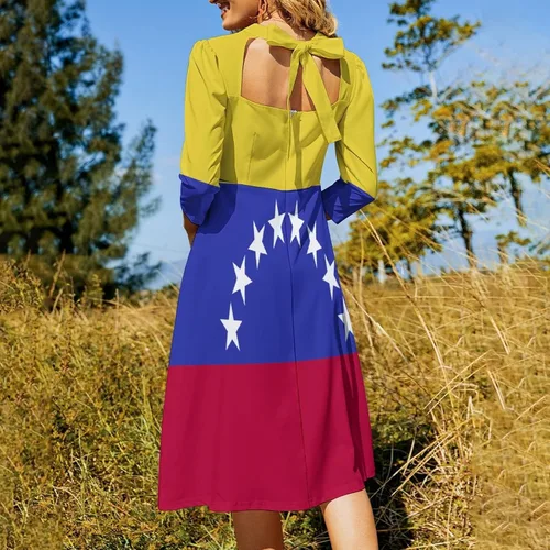Vista 4 de Vestido de la bandera de Camboya para mujer, vestido suelto casual de verano, vestido largo de manga corta para niñas, faldas de moda