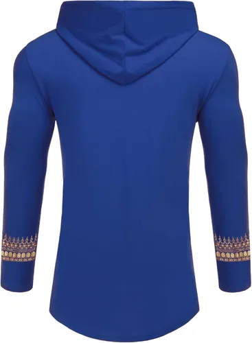 Vista 2 de ZSJR Camisa africana con capucha para hombre, estampado dorado metálico, con estampado de Dashiki