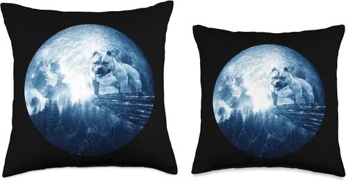 Vista 3 de American Bully Dog Shirts and Gifts American Bully Moon Mom Dad - Almohada para mujeres, hombres, amantes de los perros, 16 x 16 pulgadas, multicolor