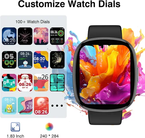 Vista 4 de TYKOIT Reloj inteligente, rastreador de fitness con pantalla táctil de 45 mm, monitor de frecuencia cardíaca, oxígeno en sangre, seguimiento