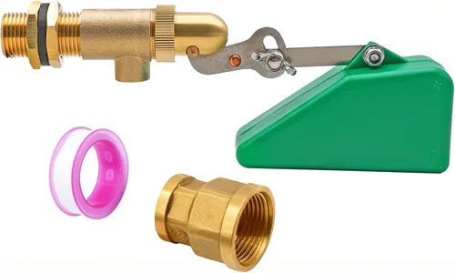 Vista 8 de LIUCOGXI Válvula de flotador de latón de 1/2 pulgada Válvula de agua con adaptador Válvula de flotador de estanque con brazo ajustable Válvula