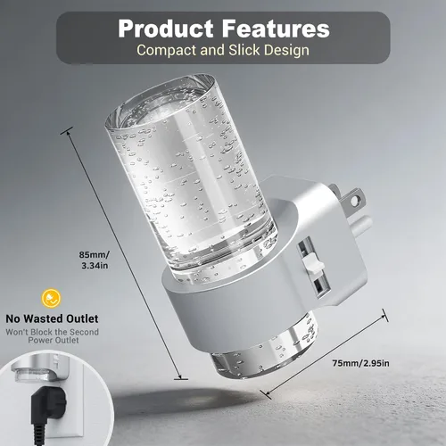 Vista 40 de JandCase Motion Sensor Night Light, Bubble Night Lights Plug into Wall