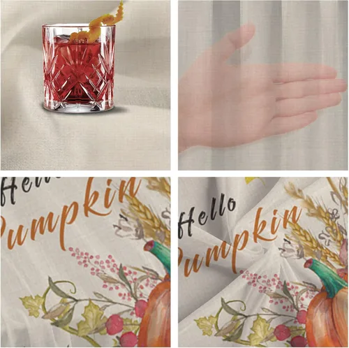 Vista 6 de Double Love Hello Pumpkins Chiffon Table Runner 55 Inches Long, Voile Sheer Tulle Runner for Rustic Wedding Reception Bridal Shower Decorations