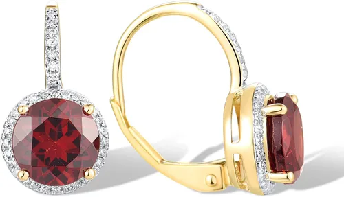 Vista 2 de Santuzza Aretes colgantes de oro macizo de 10 quilates con diamantes auténticos para mujer