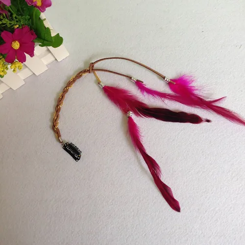 Vista 8 de 6 extensiones de cabello hippie boho hechas a mano para mujer con clip de plumas, peine de accesorios de bricolaje, tocado de horquilla