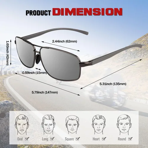 Vista 5 de Polarized Sunglasses for Men, Ultra Lightweight Al-Mg Sunglasses with Spring Hinges, 100% UV400 Protection Mens Shades