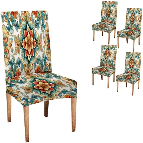 Vista 41 de TOMWISH Juego de 2 fundas para sillas de comedor, color turquesa y gris, fundas elásticas para sillas Parsons, de elastano, lavables, protectores