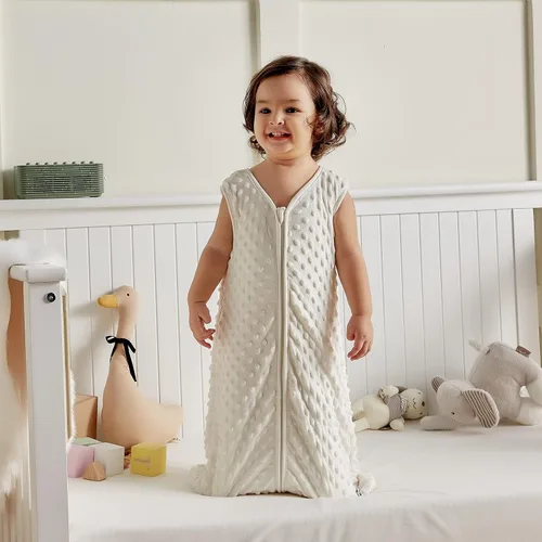 Vista 5 de DaysU Minky - Saco de dormir de felpa con puntos relajantes sin mangas con cremallera de 2 vías saco de dormir TOG 20 de felpa para bebés recién
