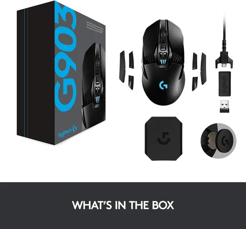 Vista 8 de Logitech G Ratón inalámbrico para juegos 903 Lightspeed con sensor Hero 25K, más de 140 horas con batería recargable y RGB LIGHTSYNC. Compatible