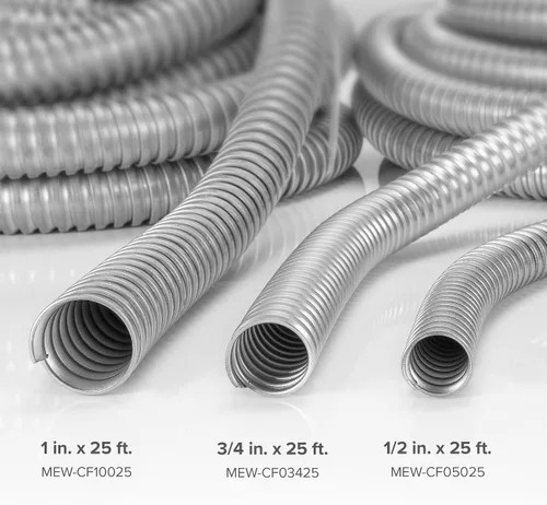 Vista 5 de Maxxima Conducto flexible de acero galvanizado de 1 pulgada x 25 pies, rollo eléctrico de 25 pies de Greenfield Greenfield Electrical, rollo de 25