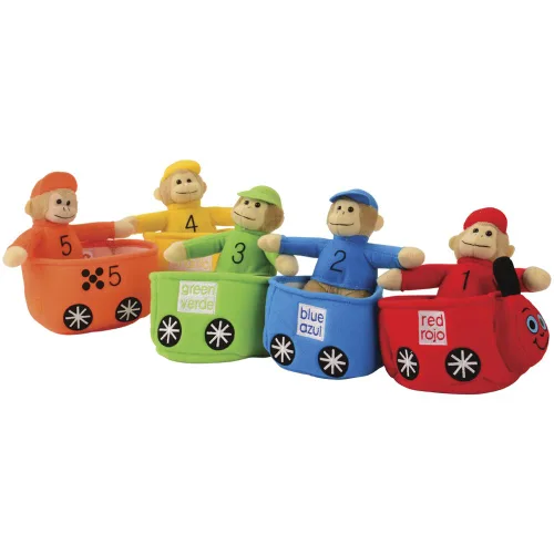 Vista 2 de Constructive Playthings Juguetes Velour Bilingüe Play & Learn Tren de mono para niños