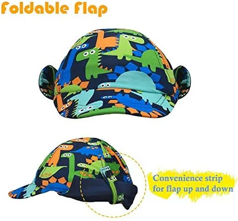 Vista 4 de Gifts Treat Sombrero de legionario para niños, protección solar UPF 50+, gorro de natación con solapa para niños, de secado rápido, con protección