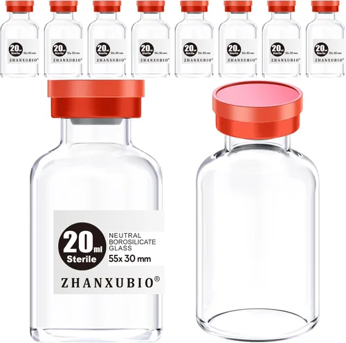 Vista 17 de Frascos estériles vacíos con puerto de inyección autosellante y tapa de plástico de aluminio, paquete estéril (1ml transparente 10 piezas)