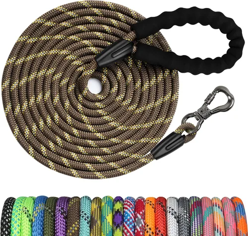 Vista 23 de NTR Correa de perro de 3 pies resistente, Correas de perro de cuerda verde con gancho giratorio y con candado y mango acolchado cómodo, Correa