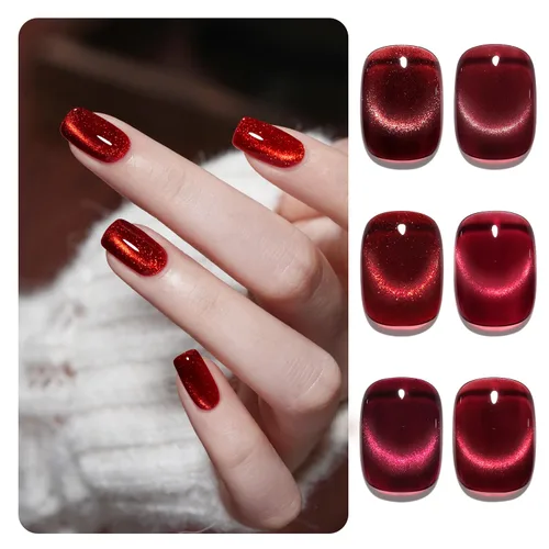 Vista 9 de GAOY Juego de esmaltes de uñas de gel con purpurina de ojo de gato con imán y galaxia colorida para ojos de gato holográficos, manicura de gel