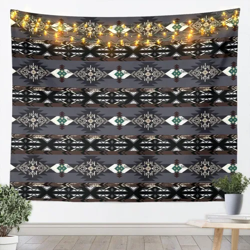 Vista 6 de Tapiz de vaca de las tierras altas, tapices aztecas nativos del suroeste, animales de granja, arte exótico nórdico, atrapasueños, arte de pared
