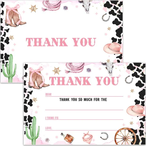 Vista 14 de Tarjetas de agradecimiento en blanco para decoración de fiestas de cumpleaños, notas de agradecimiento para niños o niñas, 20 tarjetas con 20 sobres