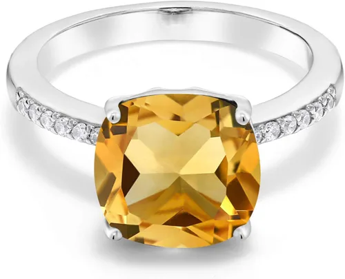 Vista 63 de Gem Stone King Anillo de compromiso de plata de ley 925 con piedra preciosa de corte cojín de 0.39 pulgadas Anillo de compromiso de aniversario