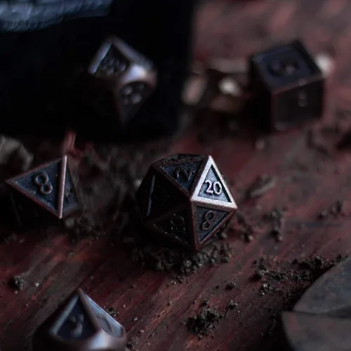 Vista 8 de HEIMDALLR Juego de dados de metal DND, 7 piezas, juego de dados de metal indestructibles con bolsa de dados; juego de dados D&D