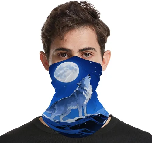 Vista 4 de Polaina de cuello de lobo, transpirable y absorbente de humedad, pasamontañas, protección solar, bufanda ligera, diseño sin costuras para deportes