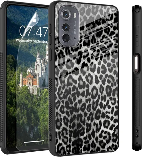 Vista 60 de Funda para Motorola Moto Edge 2022, cubierta trasera de vidrio templado con protector de pantalla, funda protectora a prueba de golpes para Motorola
