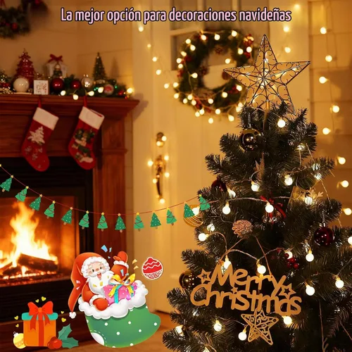 Vista 6 de Luces de Navidad de 33 pies para interiores, 100 luces LED para interiores, cadena de luces de globo para dormitorio, 8 modos con control remoto