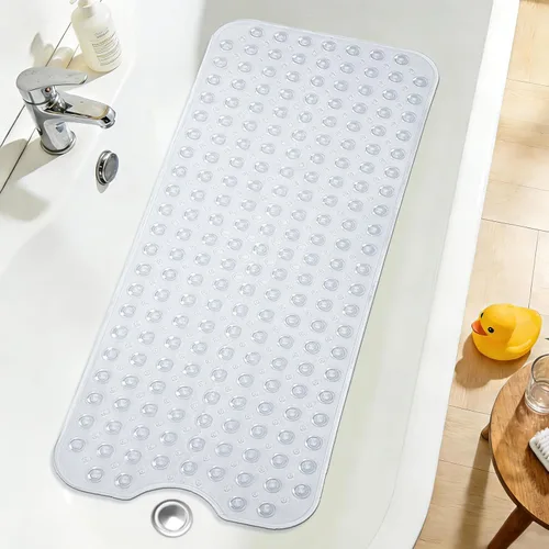 Vista 12 de Tapete de ducha negro antideslizante de 17 x 30 pulgadas, tamaño estándar, tapete de baño de burbujas suaves para ducha interior, tapete de baño