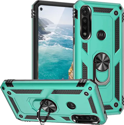 Vista 8 de TJS - Funda compatible con Motorola Moto G Power (2020) (negro) Anillo de metal soporte magnético Kickstand Heavy Duty Drop Protector Teléfono