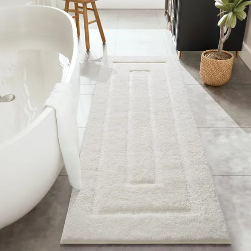 Vista 14 de HOMORE Alfombra de baño negra de 24 x 17 pulgadas, suave y absorbente, alfombra de baño pequeña, alfombra de baño lavable antideslizante para bañera