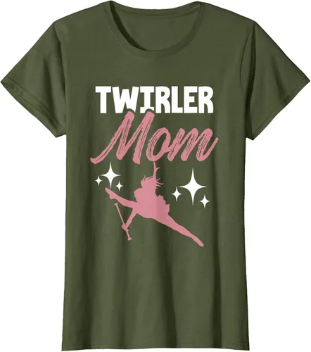 Vista 72 de Twirler Mom Baton Twirl Mother Majorette Twirling Camiseta, Negro, S