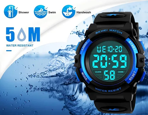 Vista 2 de MJSCPHBJK Reloj para niños, reloj para niños de 3 a 15 años, reloj digital deportivo al aire libre, multifuncional, cronógrafo LED 50 M, calendario