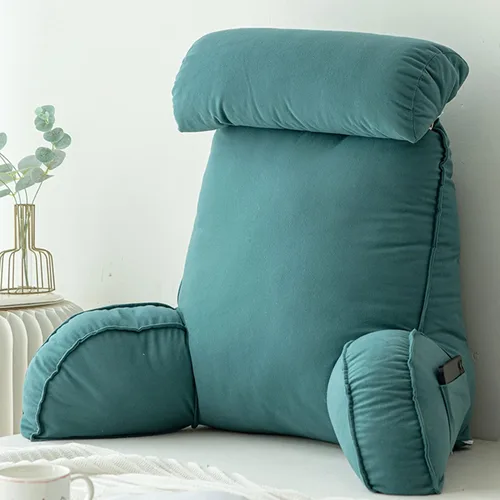 Vista 15 de Almohada de lectura con reposabrazos, almohada de apoyo para el respaldo, cojín de apoyo lumbar, con soporte para el cuello, con bolsillo, para Gris