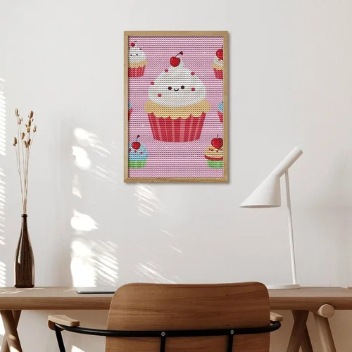Vista 5 de Kits de pintura de diamantes para adultos, lindos cupcakes de taladro completo, pinturas de puntos de diamante, kits de arte de diamantes 5D