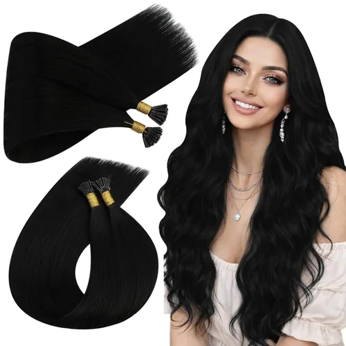 Vista 10 de Ugeat - Extensiones de cabello humano con microanillo, 14 pulgadas, extensiones de cabello Remy con microcuentas de 1 gm/hebra, 50 gms, extensiones