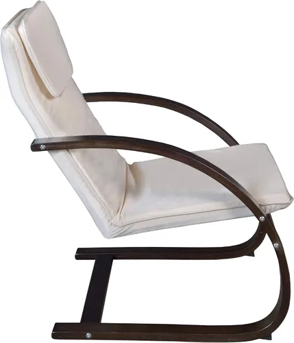 Vista 5 de Silla reclinable de madera curvada Niche Mia, de nogal moka/beige, Madera Metal
